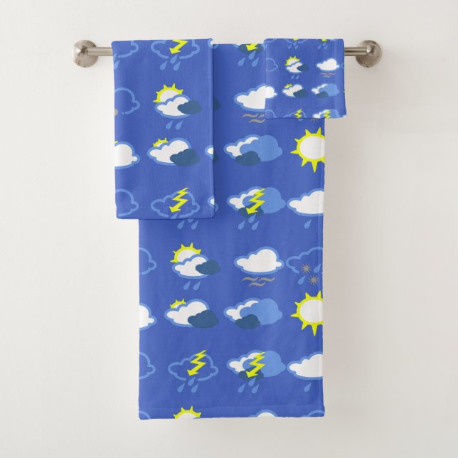 simple weather symbols bath towel set (Insitu)