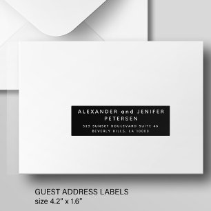 Simple wedding 24 guests address black labels 