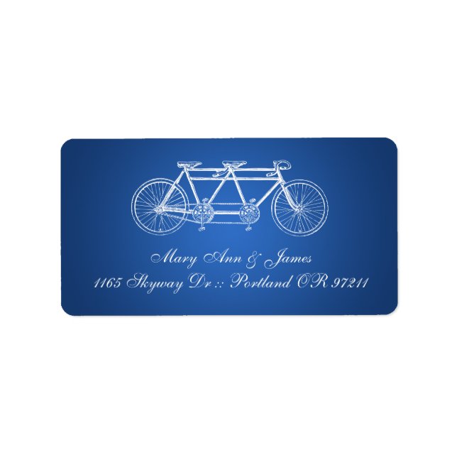 Simple Wedding Address Tandem Bike Blue Label (Front)