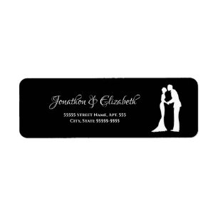 Simple Wedding Black and White Bride and Groom Return Address Label