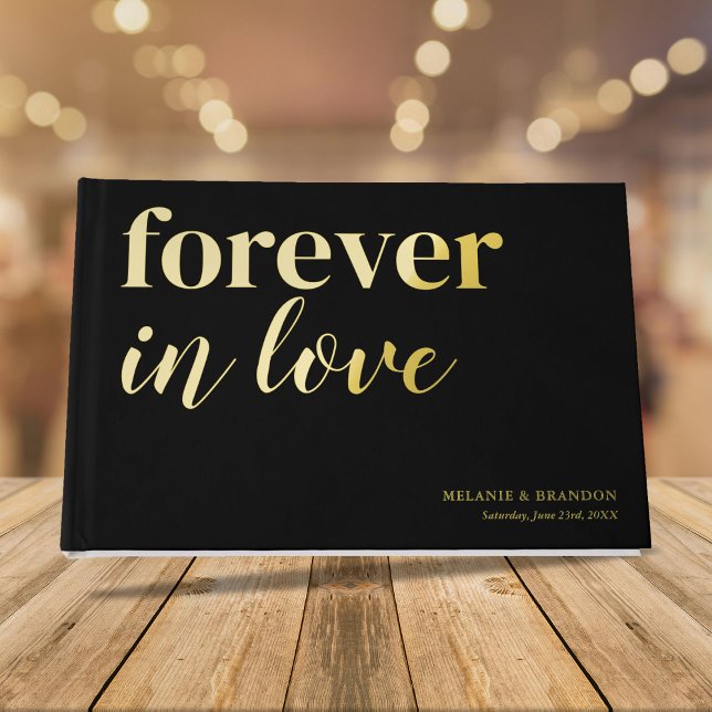 Simple Wedding Black Gold Foil Guest Book (Creator Uploaded)