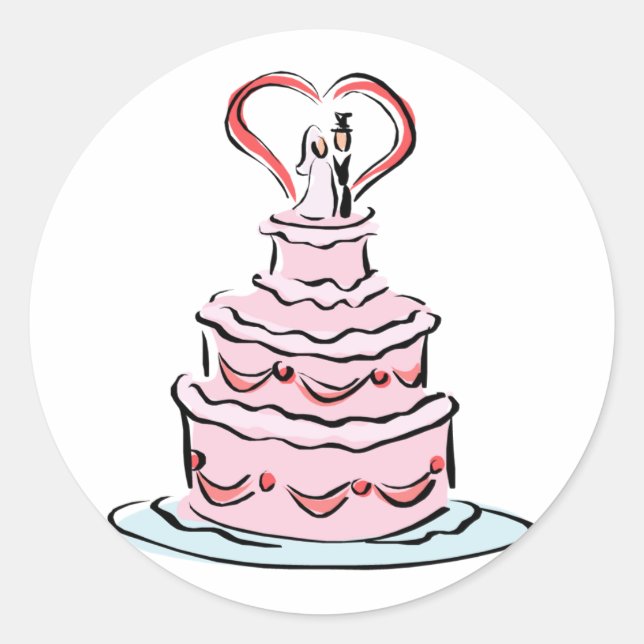 Simple Wedding Cake Classic Round Sticker (Front)