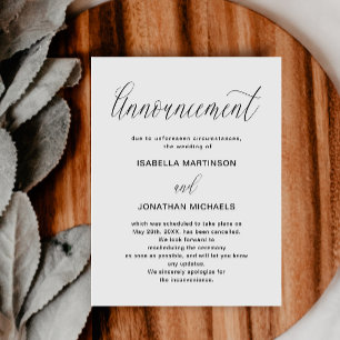 Simple Wedding Cancellation Announcement Postcard