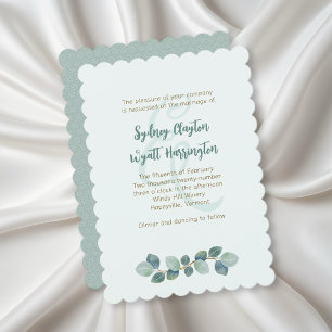 Simple Wedding Ceremony Eucalyptus Leaves Invitation