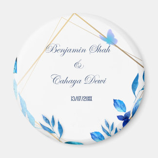 simple wedding costar beautify with blue petal magnet