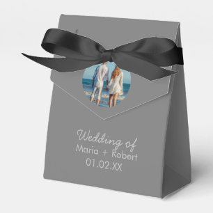 Simple Wedding Couple Grey Photo Favour Box
