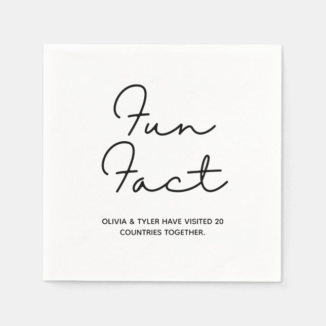 Simple Wedding Fun Fact Paper Napkin (Front)