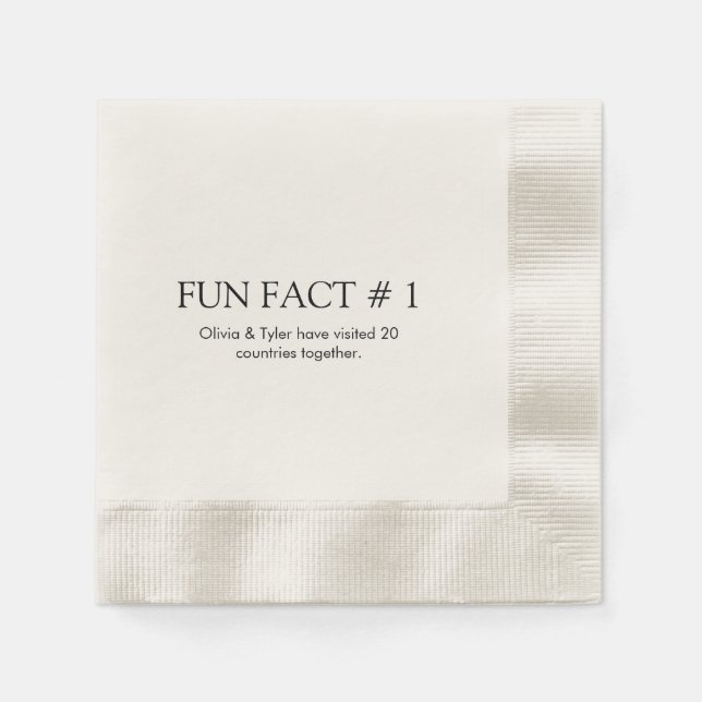 Simple Wedding Fun Fact Paper Napkin (Front)