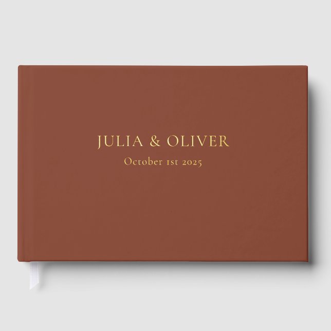Simple Wedding Guest Book, Linen Wedding Guest  Fo Book (Front)