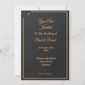 Simple Wedding Invitation,  black and gold Invitation