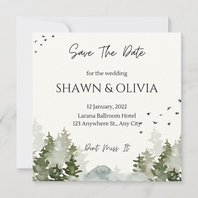 Simple wedding invitation Card Save The Date (Front)