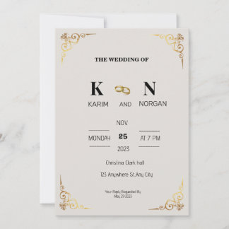 SIMPLE WEDDING INVITATION cream