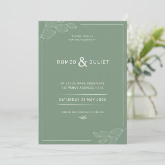 Simple Wedding Invitation Modern Sage Green