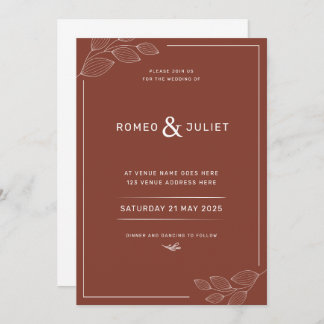 Simple Wedding Invitation Modern Terracotta