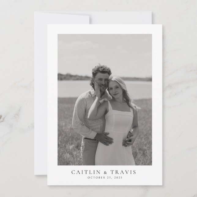 Simple Wedding Invitation QR Code on Back (Front)