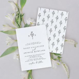 Simple Wedding Invitation with Floral Backside