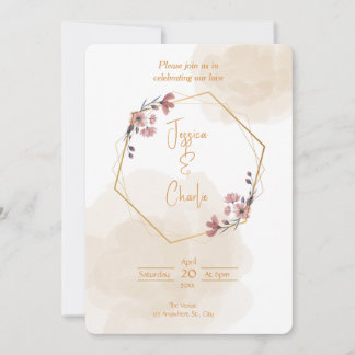 Simple wedding Invitation with neutral colours