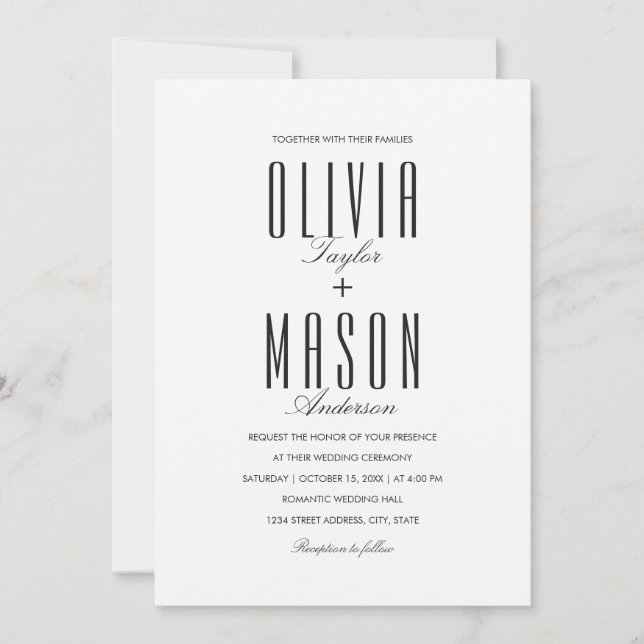 Simple Wedding Invites Modern Elegant Typography (Front)