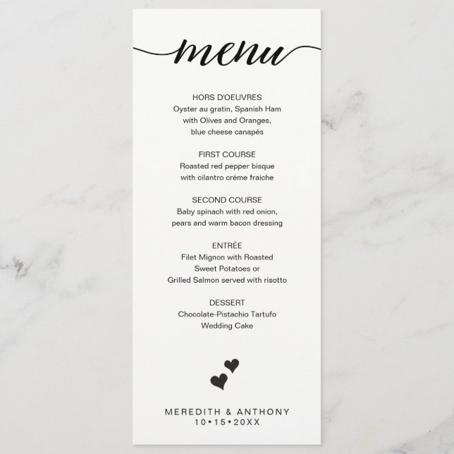 Simple Wedding Menu Elegant Script (Front)