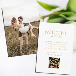 Simple Wedding Monogram Classic Minimal QR Code Enclosure Card