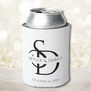 Simple Wedding Monogram Personalised With Name Can Cooler