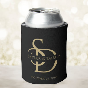 Simple Wedding Monogram Personalised With Name Can Cooler