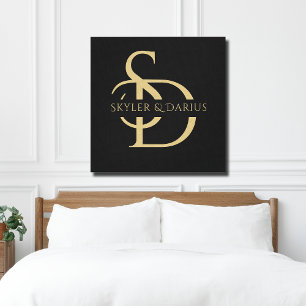 Simple Wedding Monogram Personalised With Name Canvas Print