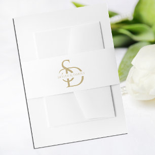 Simple Wedding Monogram Personalised With Name Invitation Belly Band