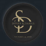 Simple Wedding Monogram Personalised With Name Paper Plate<br><div class="desc">Elevate your celebration with our Simple Wedding Monogram Personalised With Name Paper Plates, designed to add a touch of elegance to any event. Featuring a sophisticated black and gold colour scheme, these monogrammed plates are perfect for weddings, anniversaries, rehearsal dinners, or any special occasion where you want to make a...</div>