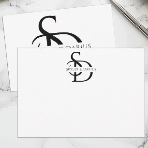 Simple Wedding Monogram Personalised With Name Thank You Card