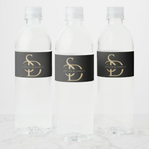 Simple Wedding Monogram Personalised With Name Water Bottle Label