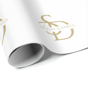 Simple Wedding Monogram Personalised With Name Wrapping Paper