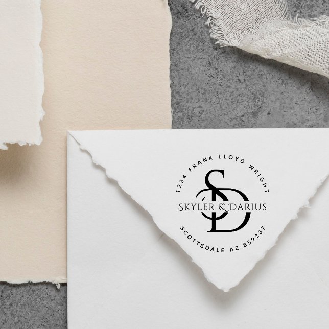 Simple Wedding Monogram Return Address Self-inking Stamp (Creator Uploaded)