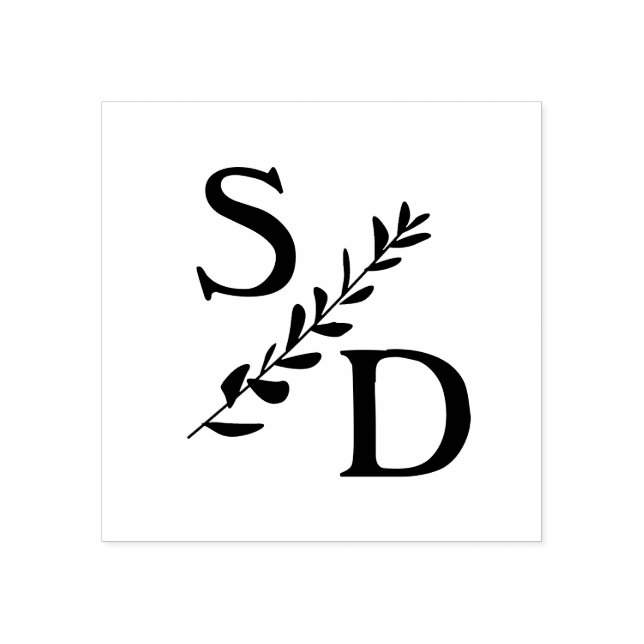 Simple wedding monogram with initials rubber stamp (Imprint)