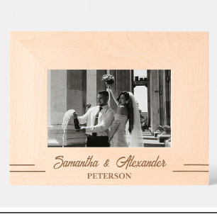 Simple Wedding Name Engraved Wood Frame