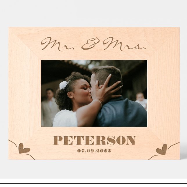 Simple Wedding Names Engraved wood frame  (Creator Uploaded)