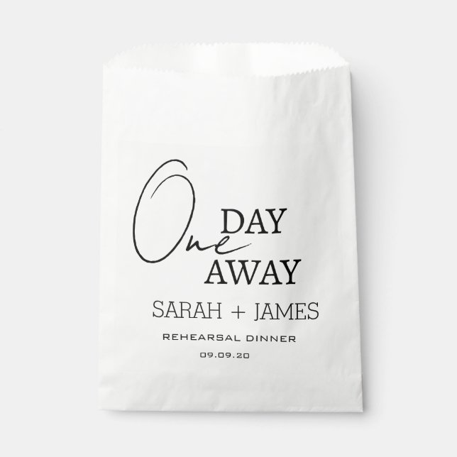 Simple Wedding One Day Away Rehearsal Dinner  Favour Bag (Front)
