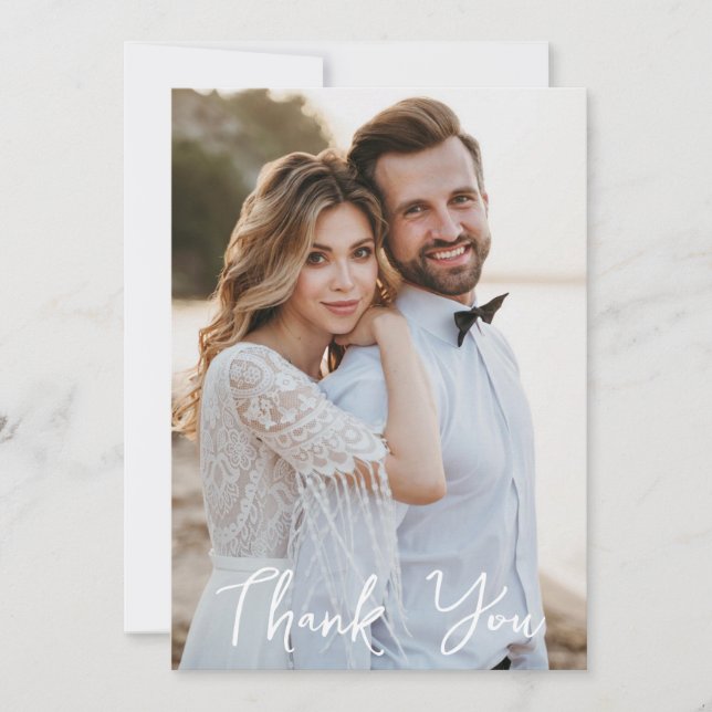 Simple Wedding Photo Add Your Greeting Thank You  Card (Front)