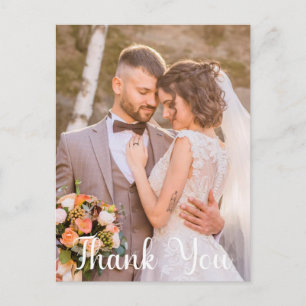 Simple Wedding Photo Add Your Greeting Thank You Postcard
