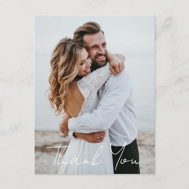 Simple Wedding Photo Add Your Greeting Thank You Postcard (Front)