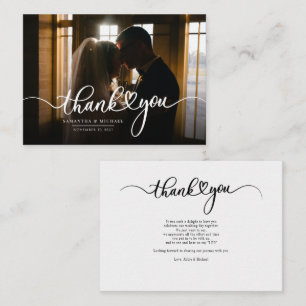 Simple Wedding Photo Hand-Lettered Thank You Card