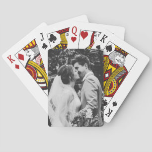 Simple Wedding Photo Newlyweds Couple Playing Cards