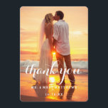 Simple Wedding Photo Thank You Card<br><div class="desc">Simple Photo Wedding Thank You Flat Card with White Handwriting Script Overlay in a vertical design. Elke Clarke © Send out your wedding thank you message as newly weds to your friends and family using this elegant, memorable, simple thank you wedding photo flat card with the words "thank you" written...</div>