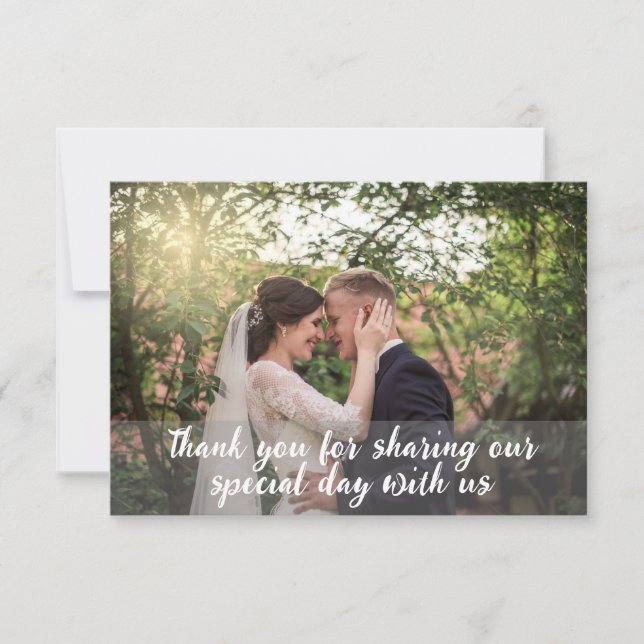 Simple Wedding Photo Thank you Card (Front)