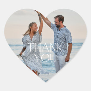 Simple Wedding Photo Thank You Favour Heart Sticker