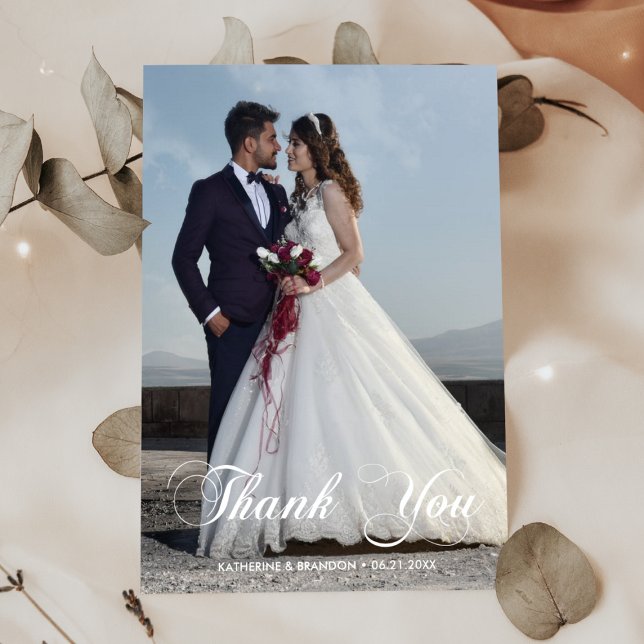 Simple Wedding Photo Thank You Magnetic Card (Creator Uploaded)