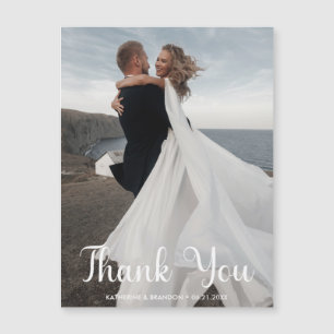 Simple Wedding Photo Thank You Magnetic Card