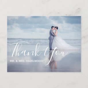 Simple Wedding Photo Thank You Script Message Postcard