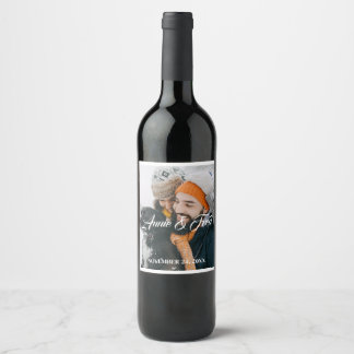 Simple Wedding Photo Wine Label