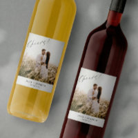 Simple Wedding Photo Wine Label